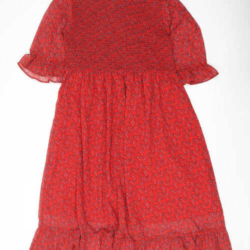 Finery Womens Red Floral Polyester A-Line Size 18 Mock Neck Pullover