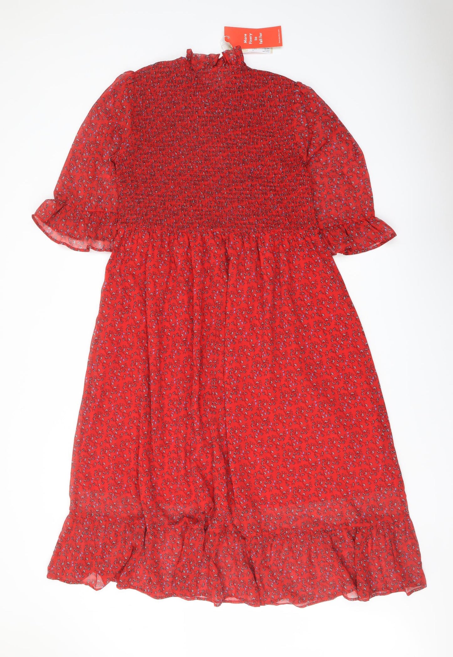 Finery Womens Red Floral Polyester A-Line Size 18 Mock Neck Pullover