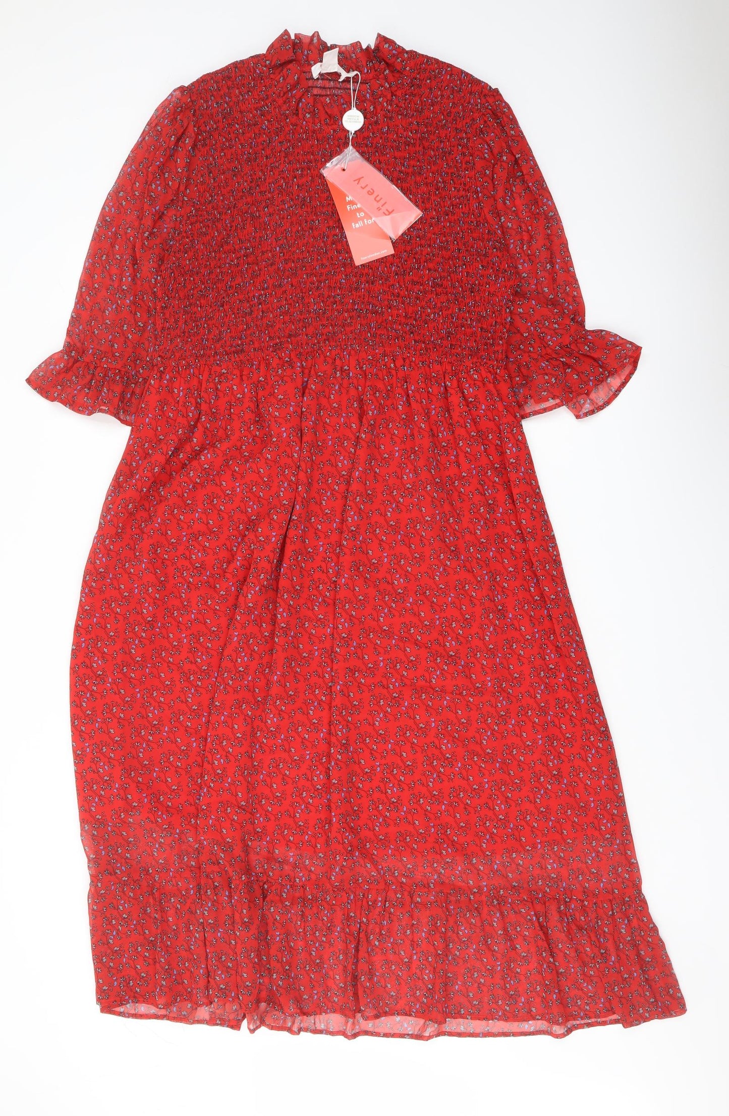 Finery Womens Red Floral Polyester A-Line Size 18 Mock Neck Pullover