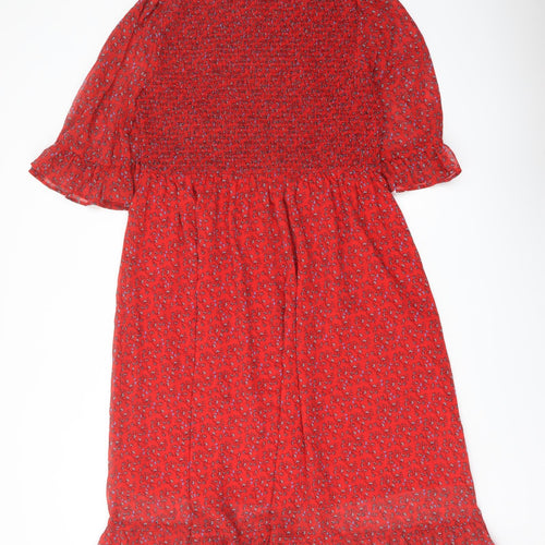 Finery Womens Red Floral Polyester A-Line Size 18 Mock Neck Pullover