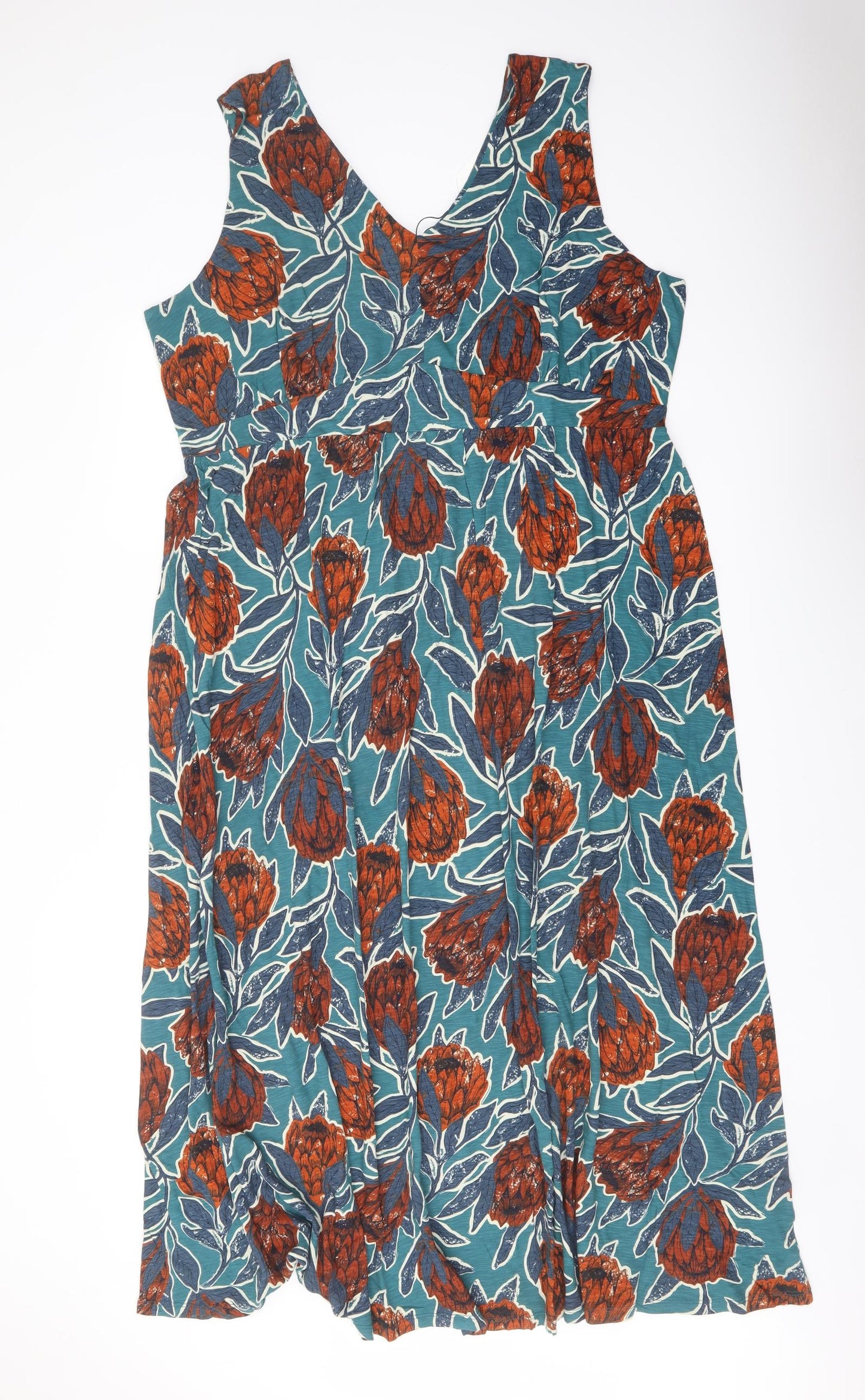 Seasalt Womens Multicoloured Floral Cotton A-Line Size 22 V-Neck Pullover