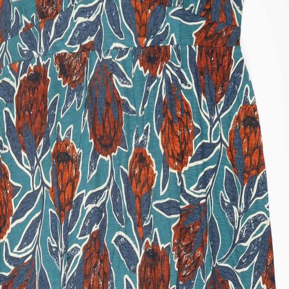 Seasalt Womens Multicoloured Floral Cotton A-Line Size 22 V-Neck Pullover
