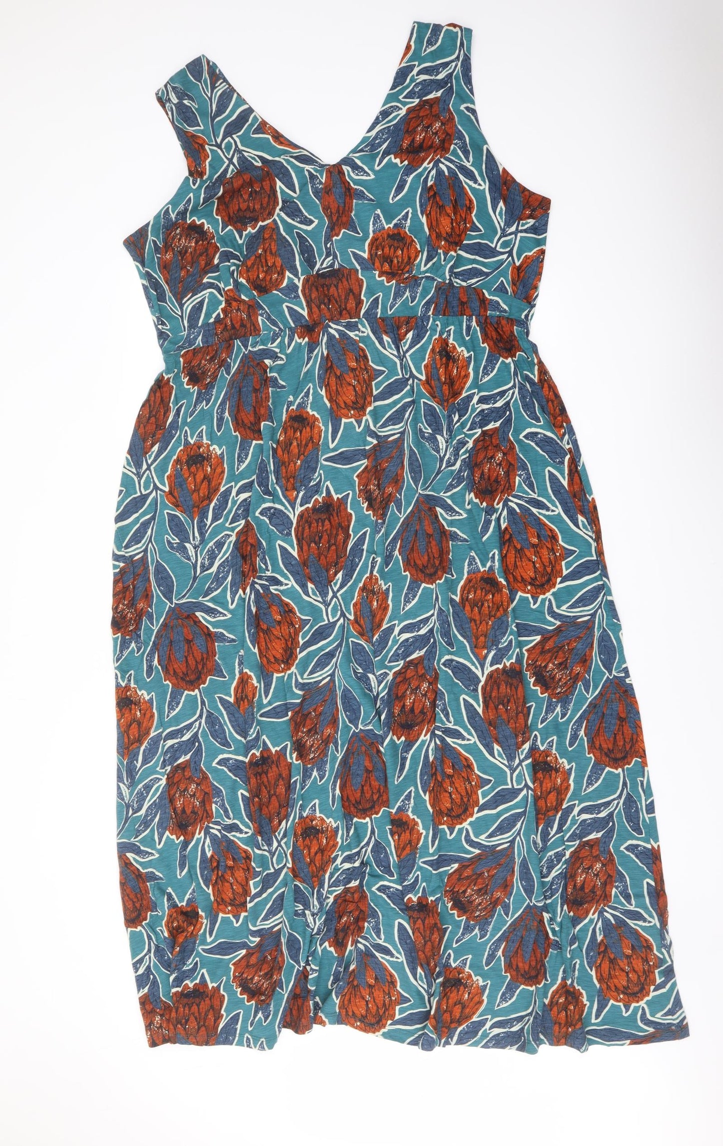 Seasalt Womens Multicoloured Floral Cotton A-Line Size 22 V-Neck Pullover