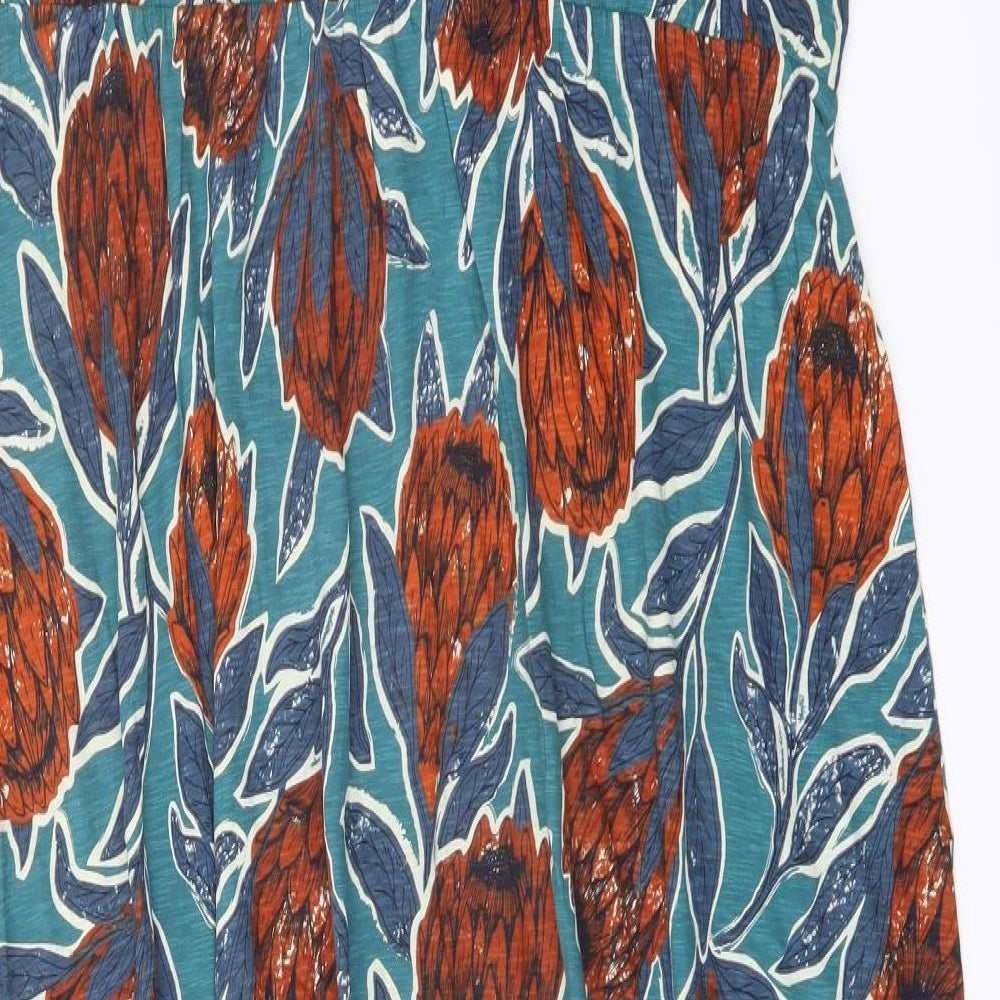Seasalt Womens Multicoloured Floral Cotton A-Line Size 22 V-Neck Pullover