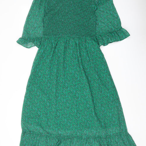 Finery Womens Green Floral Polyester A-Line Size 10 Mock Neck Pullover