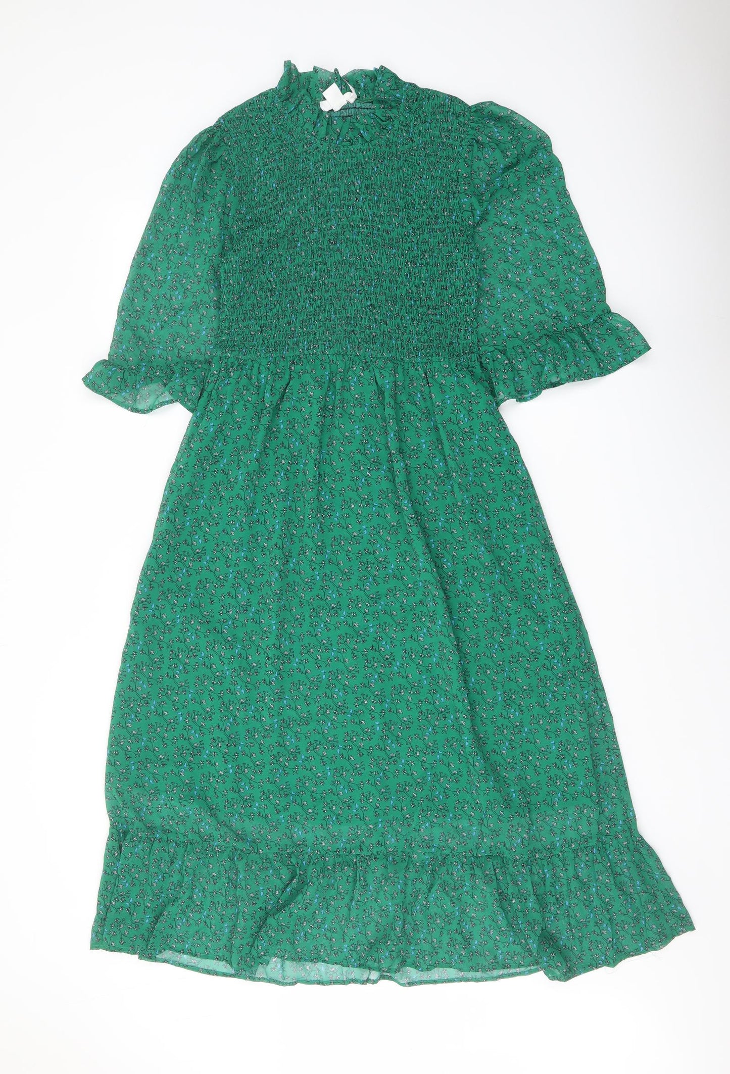 Finery Womens Green Floral Polyester A-Line Size 10 Mock Neck Pullover
