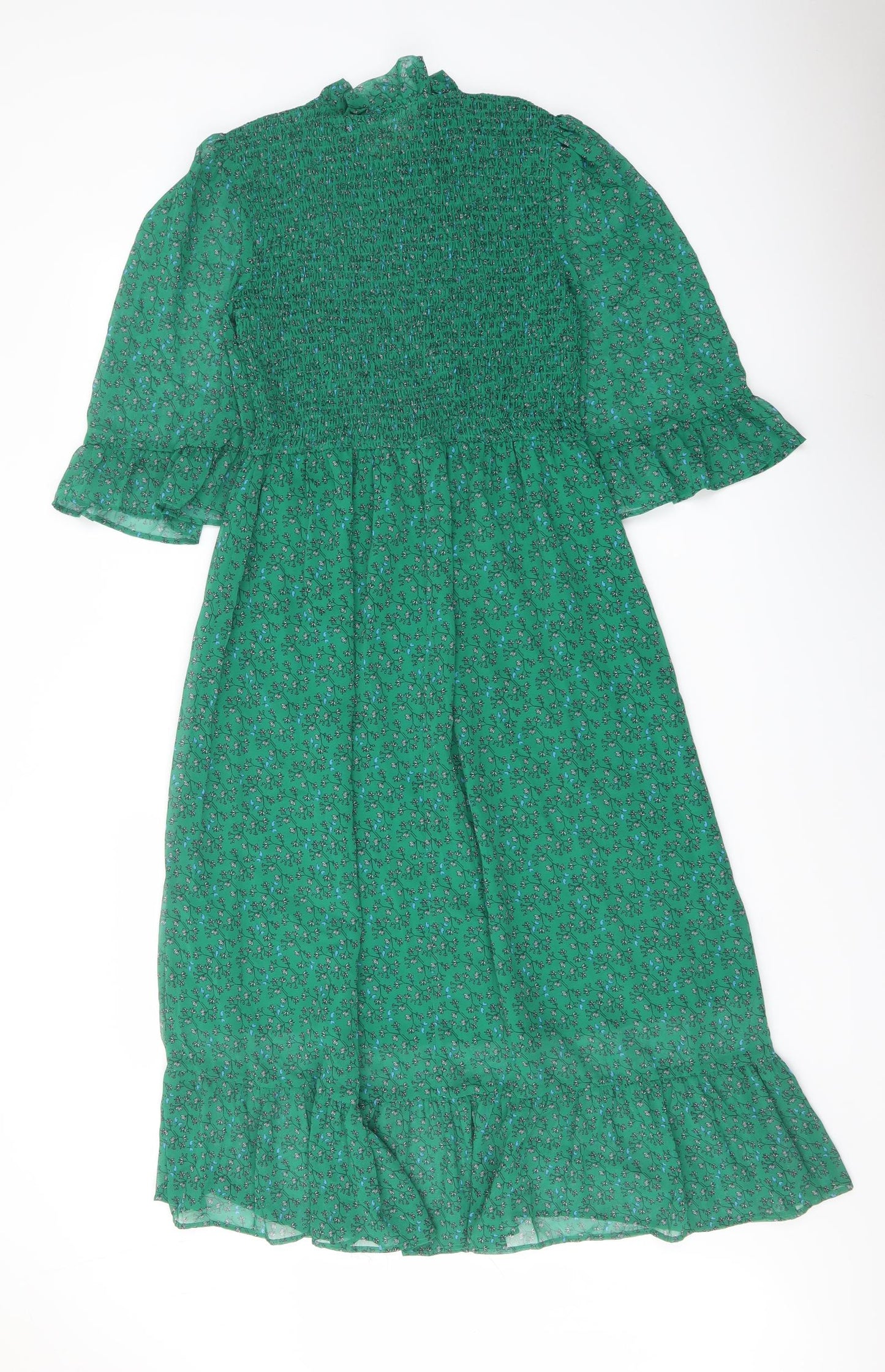 Finery Womens Green Floral Polyester A-Line Size 10 Mock Neck Pullover