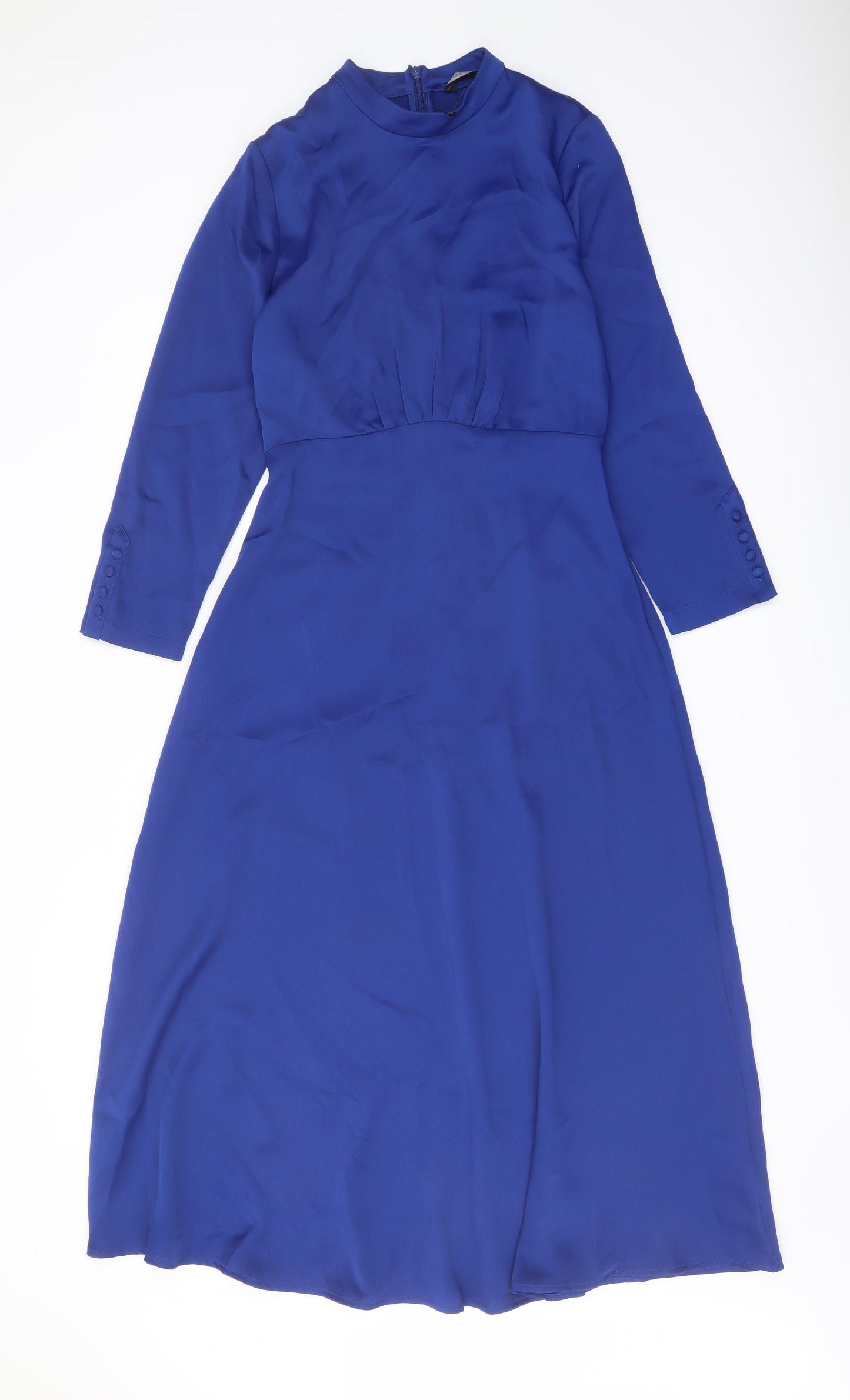 Marks and Spencer Womens Blue Polyester A-Line Size 6 Mock Neck Zip