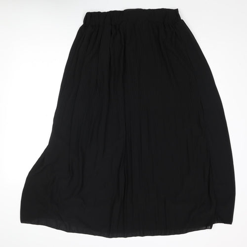 Sabrina Diamanti Womens Black Polyester Flare Skirt Size 2XL - Pleated Detail