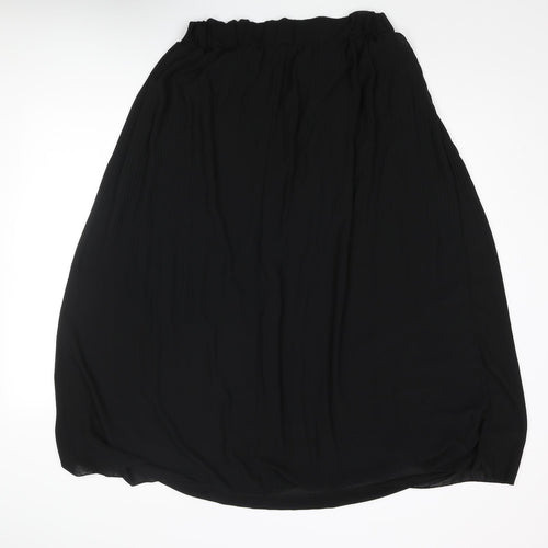 Sabrina Diamanti Womens Black Polyester Flare Skirt Size 2XL - Pleated Detail