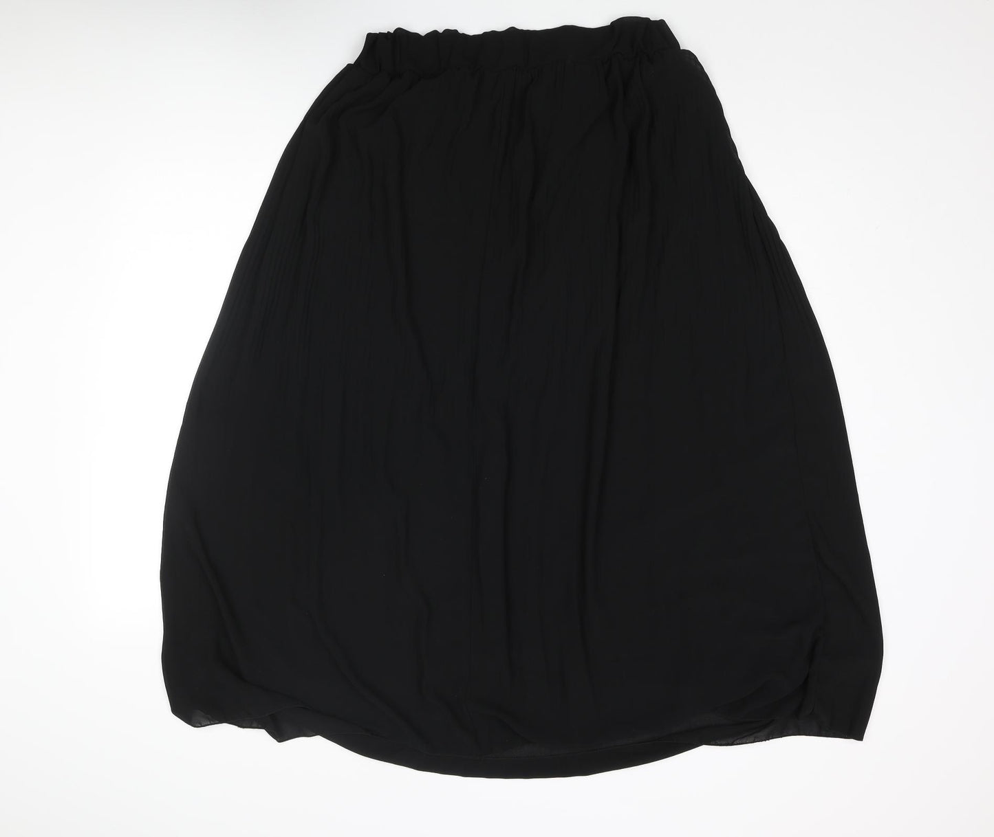 Sabrina Diamanti Womens Black Polyester Flare Skirt Size 2XL - Pleated Detail