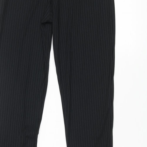 Boohoo Womens Black Polyester Trousers Size 6 L34 in Regular - Ribbed