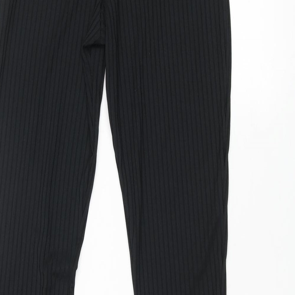 Boohoo Womens Black Polyester Trousers Size 6 L34 in Regular - Ribbed