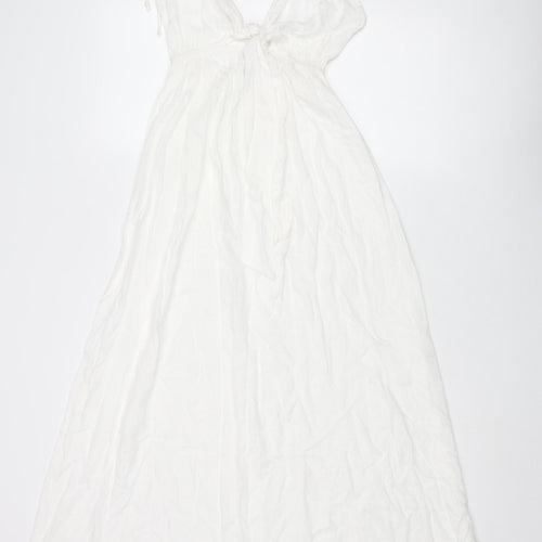 ASOS Womens White Viscose Maxi Size 8 Halter Tie - Tie Front
