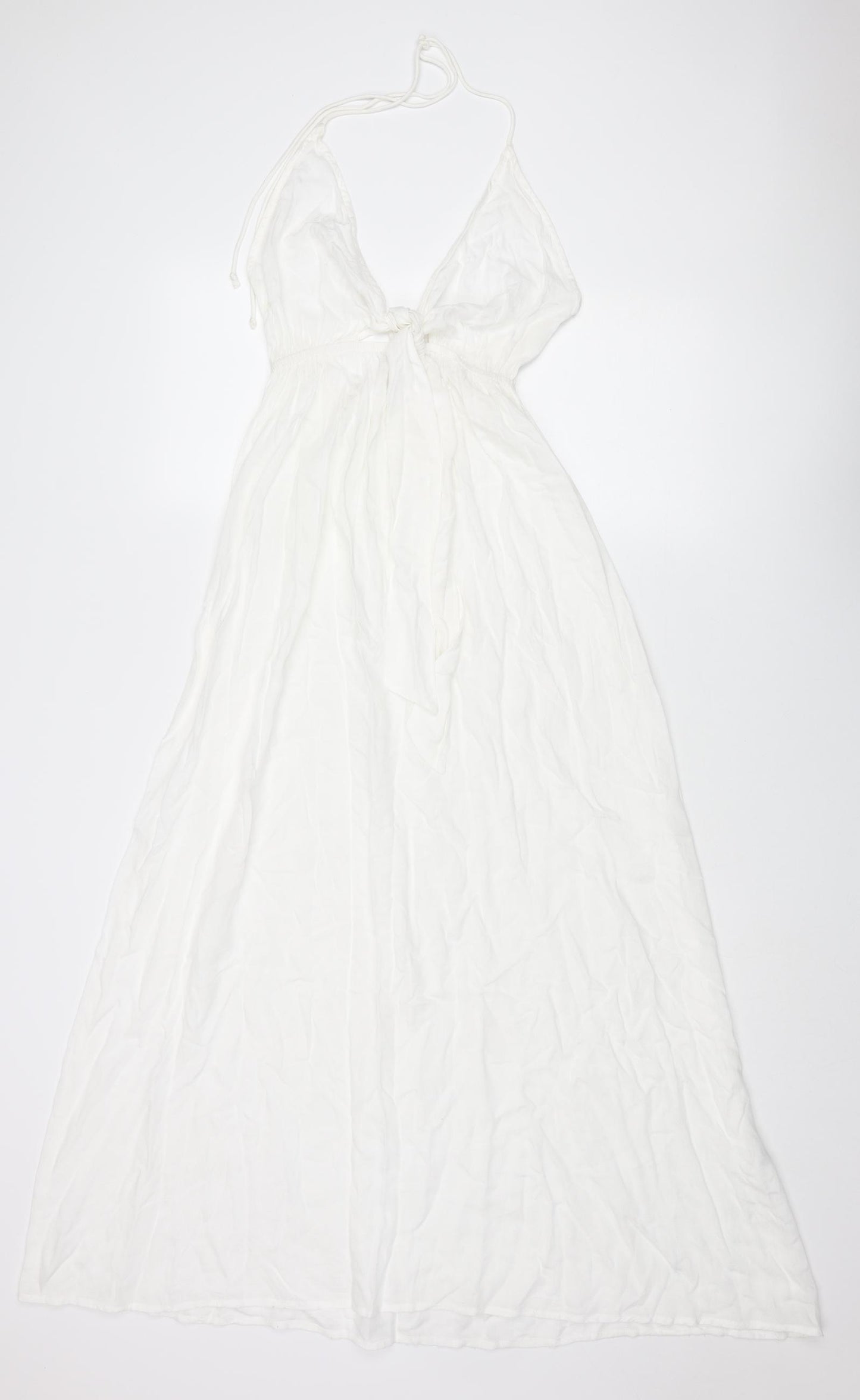 ASOS Womens White Viscose Maxi Size 8 Halter Tie - Tie Front