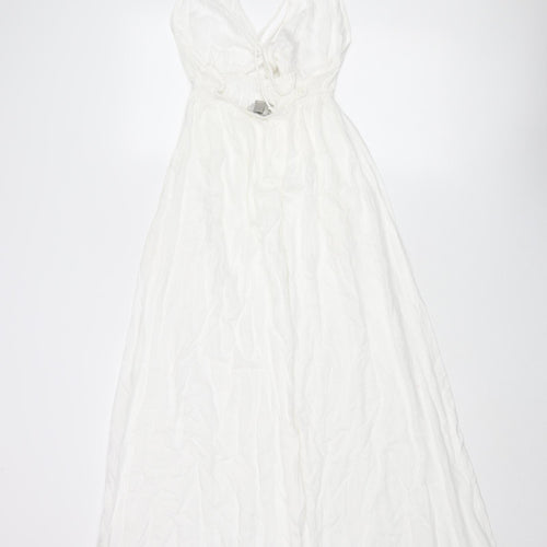 ASOS Womens White Viscose Maxi Size 8 Halter Tie - Tie Front