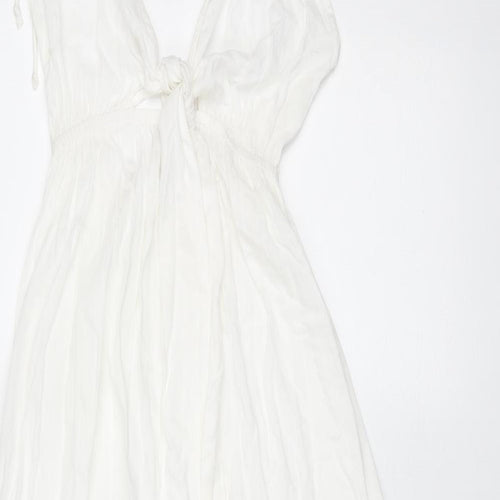 ASOS Womens White Viscose Maxi Size 8 Halter Tie - Tie Front