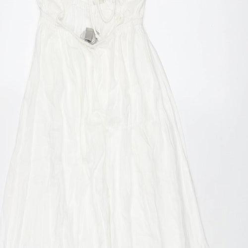ASOS Womens White Viscose Maxi Size 8 Halter Tie - Tie Front