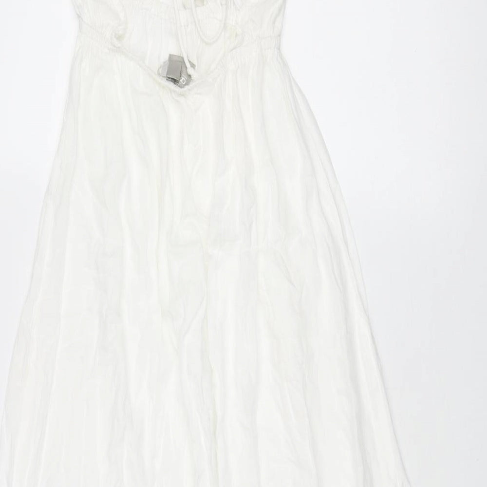 ASOS Womens White Viscose Maxi Size 8 Halter Tie - Tie Front