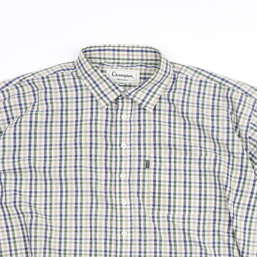 Champion Mens Multicoloured Check Cotton Button-Up Size 2XL Collared Button - Logo