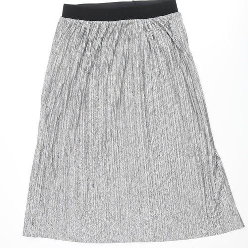 b.young Womens Grey Polyester A-Line Skirt Size L - Pleated Elasticated Waist