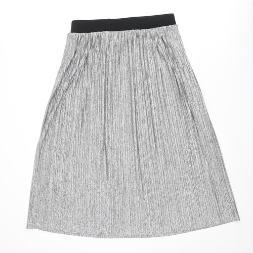 b.young Womens Grey Polyester A-Line Skirt Size L - Pleated Elasticated Waist