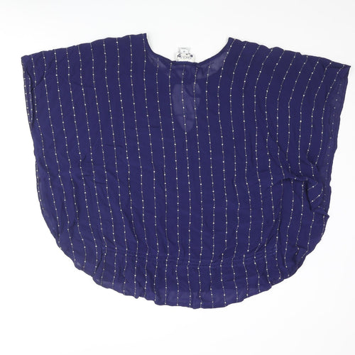 Ghost Womens Blue Striped Viscose Basic Blouse Size M Round Neck - Keyhole Neck
