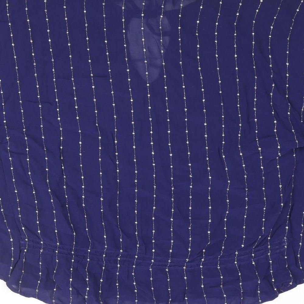Ghost Womens Blue Striped Viscose Basic Blouse Size M Round Neck - Keyhole Neck