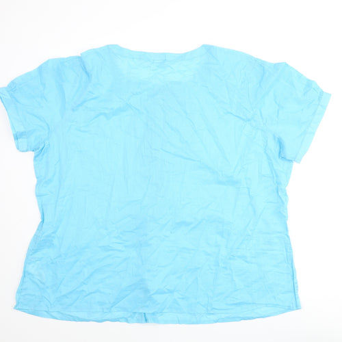 Damart Womens Blue Cotton Basic Blouse Size 26 Henley