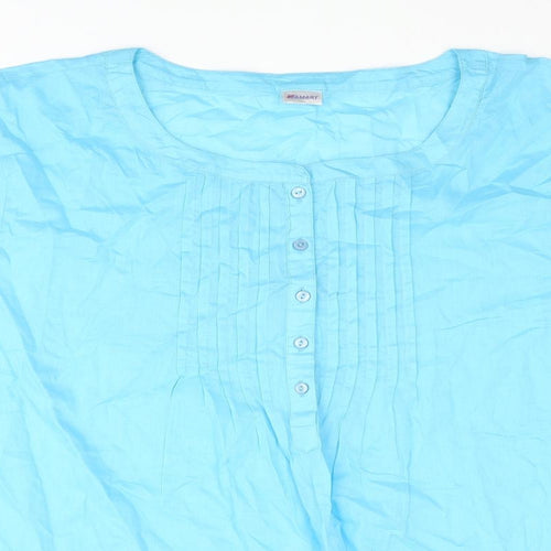Damart Womens Blue Cotton Basic Blouse Size 26 Henley