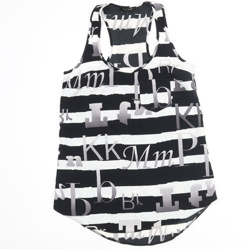 River Island Womens Black Striped Polyester Camisole Tank Size 6 Scoop Neck - Text Print
