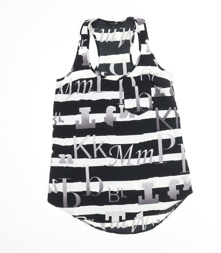 River Island Womens Black Striped Polyester Camisole Tank Size 6 Scoop Neck - Text Print