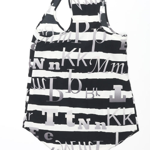 River Island Womens Black Striped Polyester Camisole Tank Size 6 Scoop Neck - Text Print