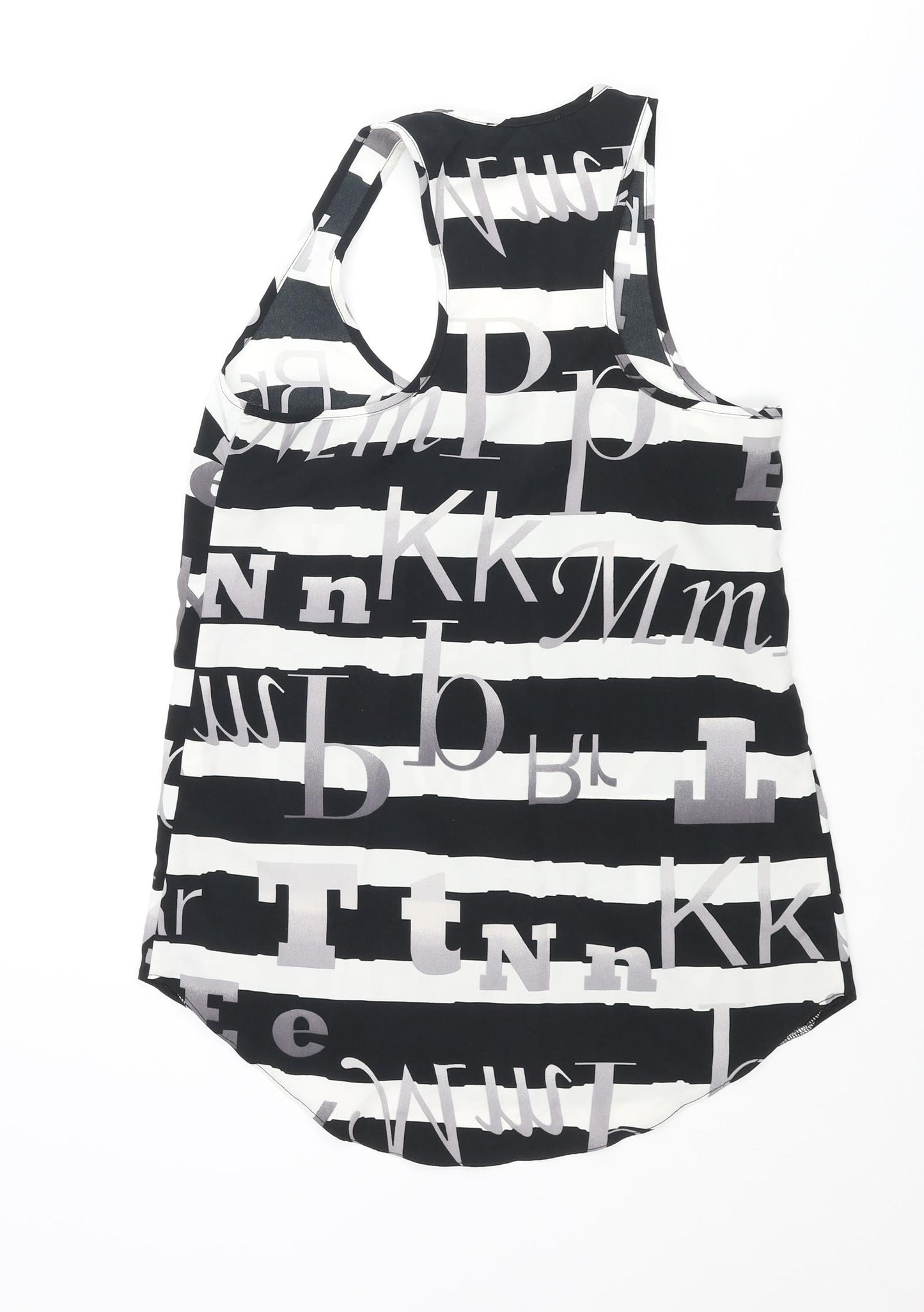 River Island Womens Black Striped Polyester Camisole Tank Size 6 Scoop Neck - Text Print