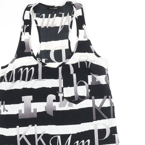 River Island Womens Black Striped Polyester Camisole Tank Size 6 Scoop Neck - Text Print