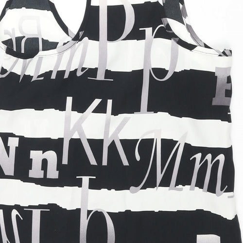 River Island Womens Black Striped Polyester Camisole Tank Size 6 Scoop Neck - Text Print