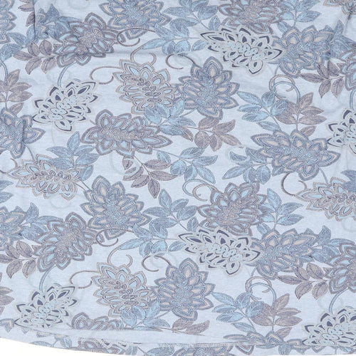 Maine Womens Blue Floral Cotton Basic Blouse Size 22 Round Neck - Layered
