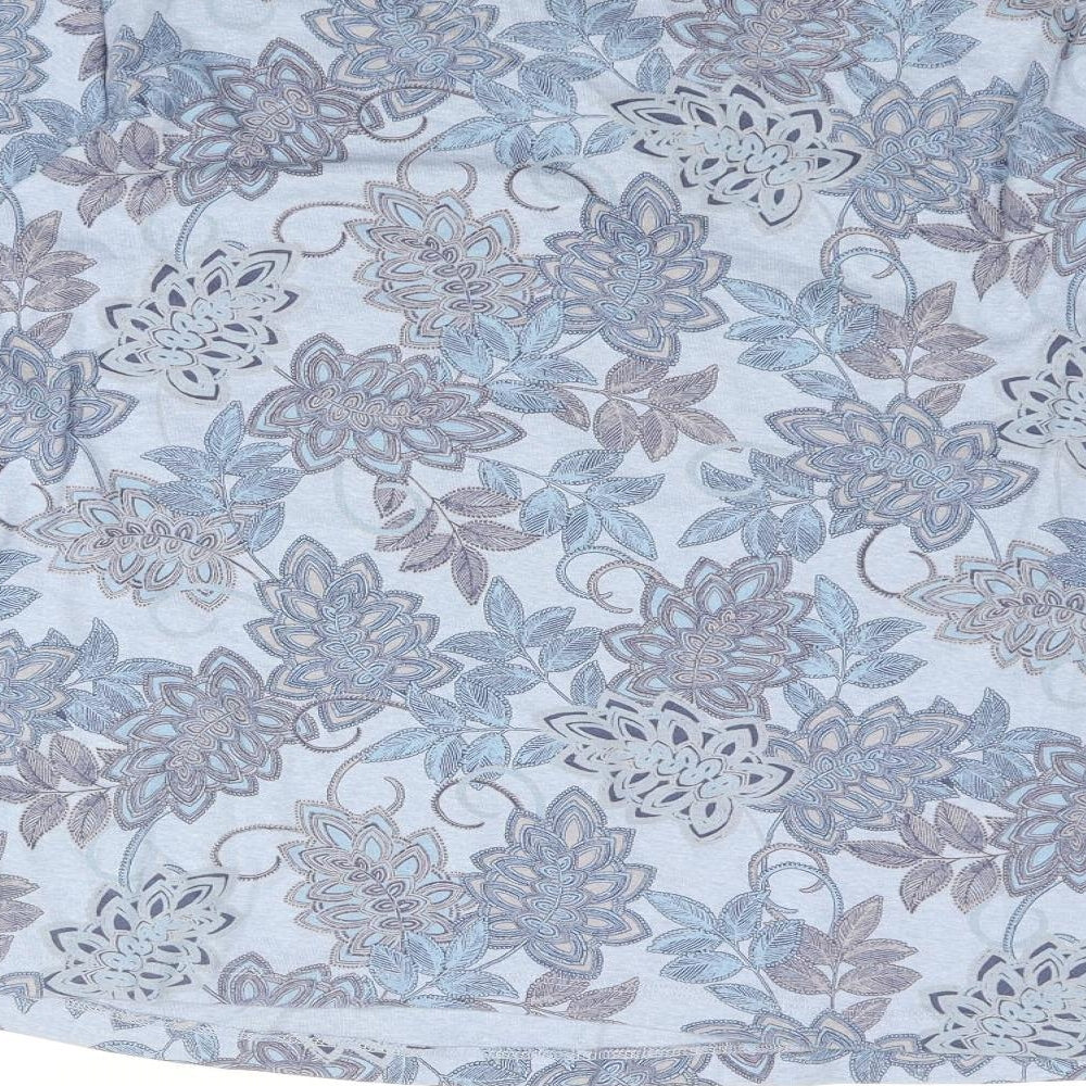 Maine Womens Blue Floral Cotton Basic Blouse Size 22 Round Neck - Layered