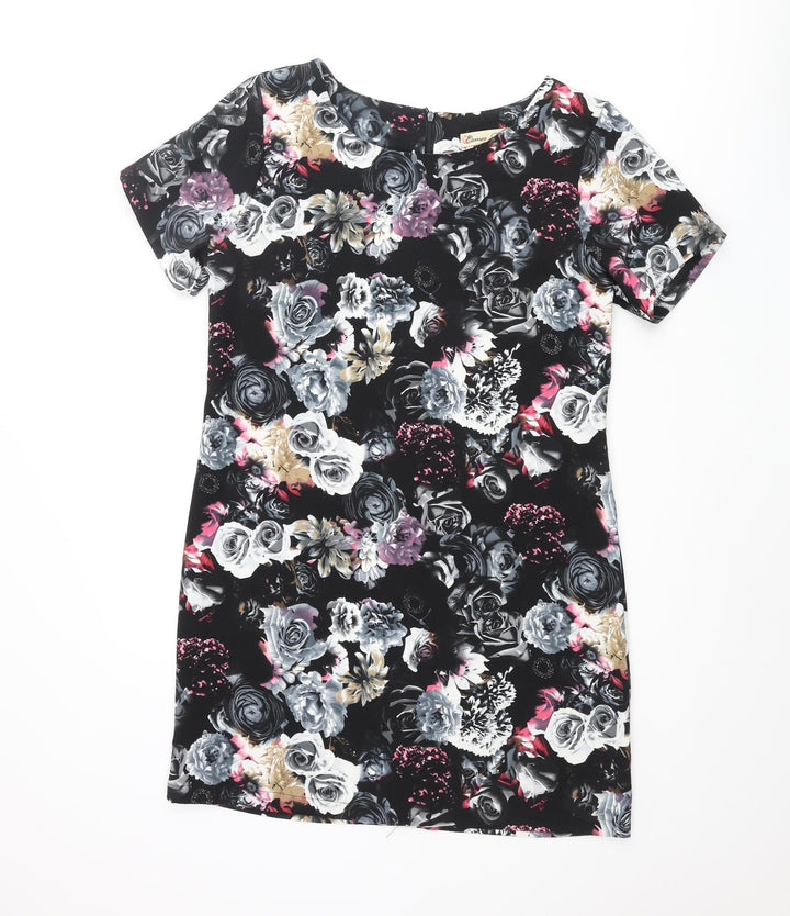 Cameo Rose Womens Multicoloured Floral Polyester Shift Size 12 Round Neck Zip