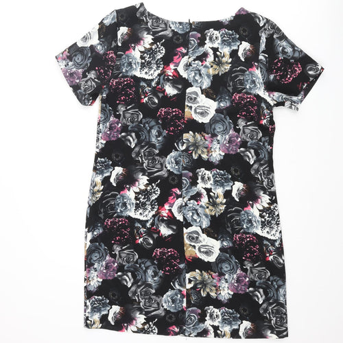 Cameo Rose Womens Multicoloured Floral Polyester Shift Size 12 Round Neck Zip