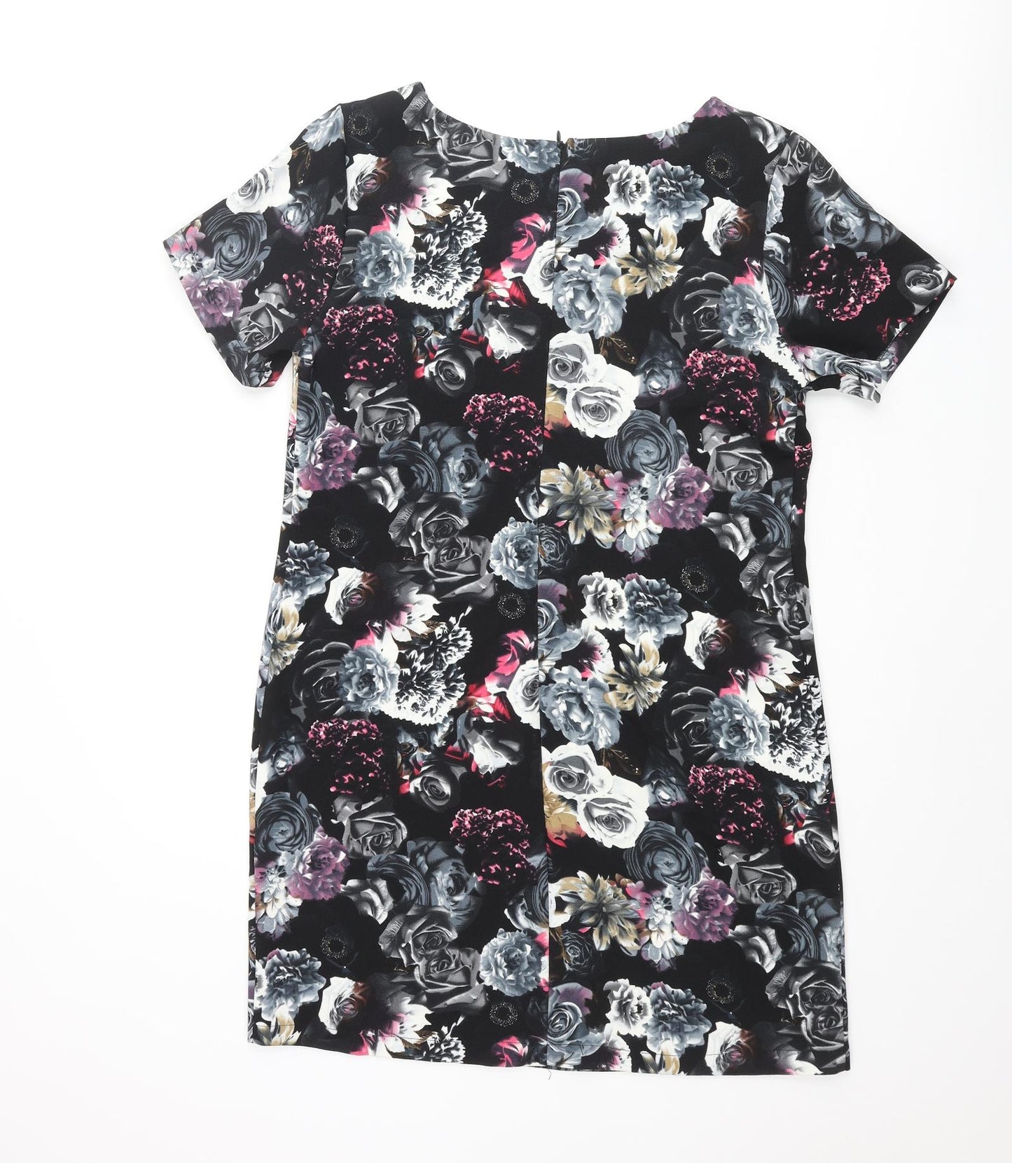 Cameo Rose Womens Multicoloured Floral Polyester Shift Size 12 Round Neck Zip