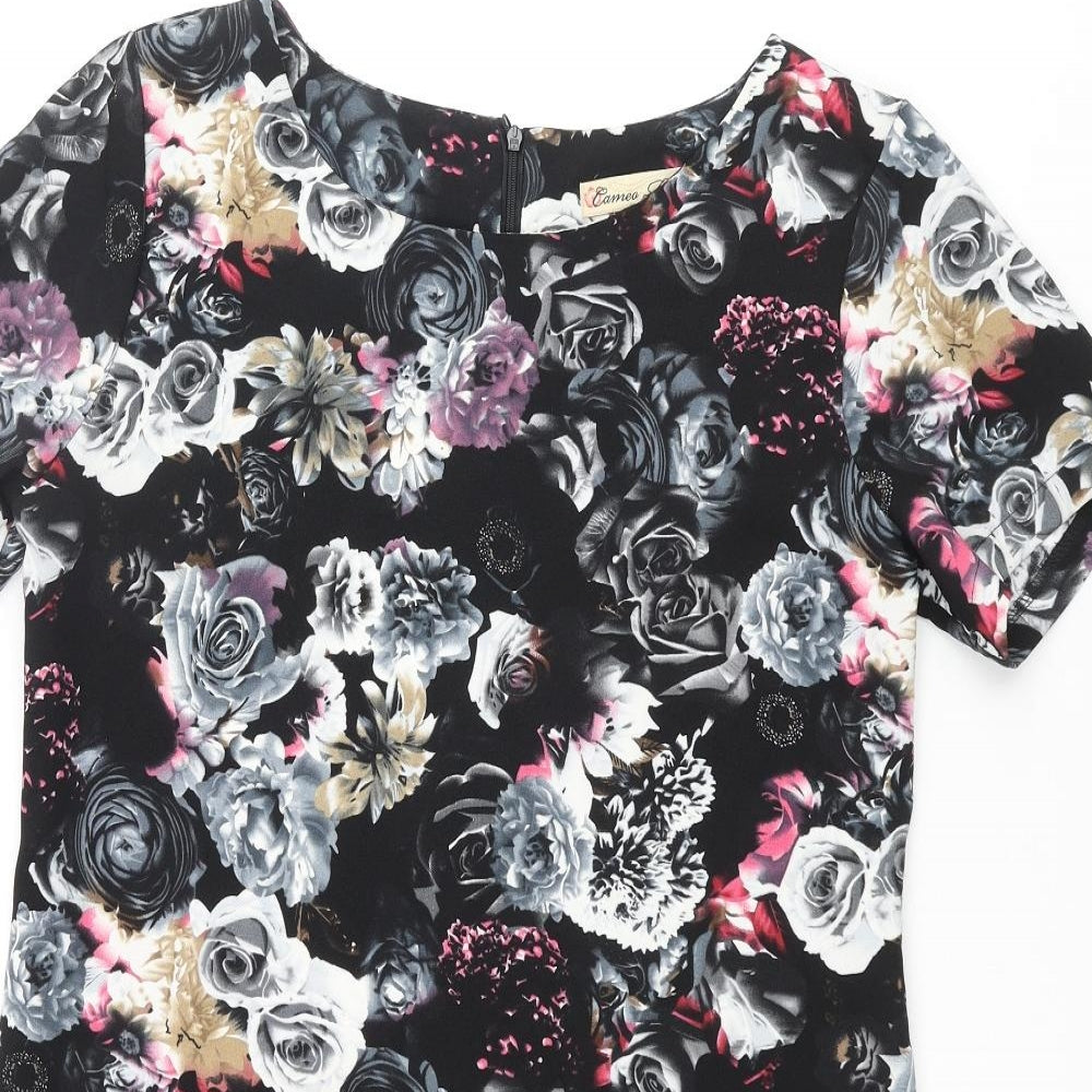 Cameo Rose Womens Multicoloured Floral Polyester Shift Size 12 Round Neck Zip