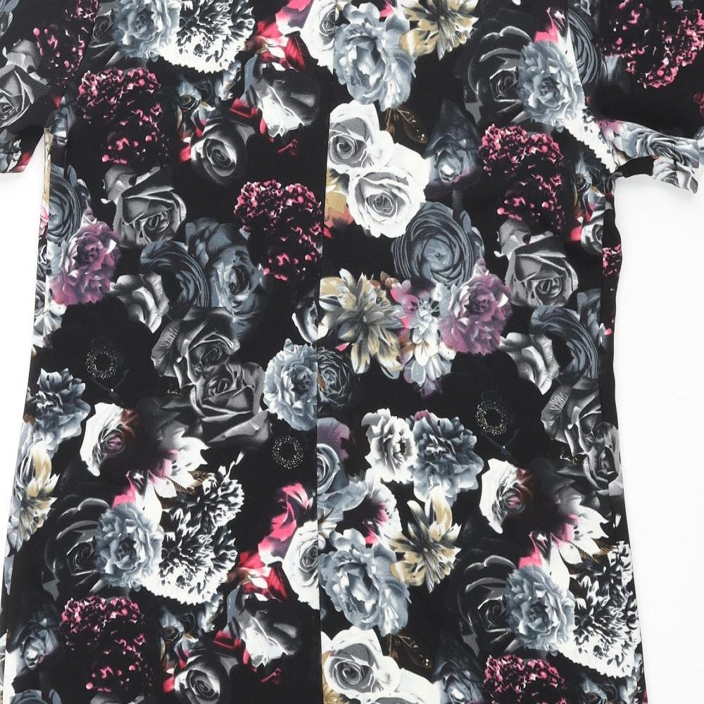 Cameo Rose Womens Multicoloured Floral Polyester Shift Size 12 Round Neck Zip