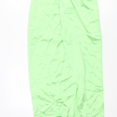 Zara Womens Green Polyester Maxi Skirt Size XS Zip - Wrap Style