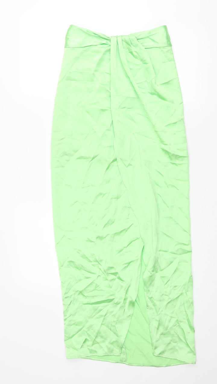 Zara Womens Green Polyester Maxi Skirt Size XS Zip - Wrap Style
