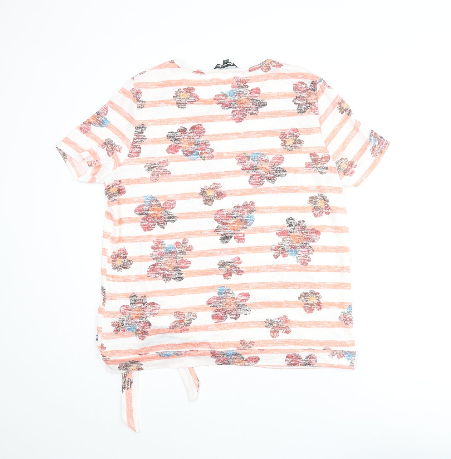 Bonmarché Womens Multicoloured Round Neck Striped Polyester Pullover Jumper Size 16 - Tie Detail Floral Print