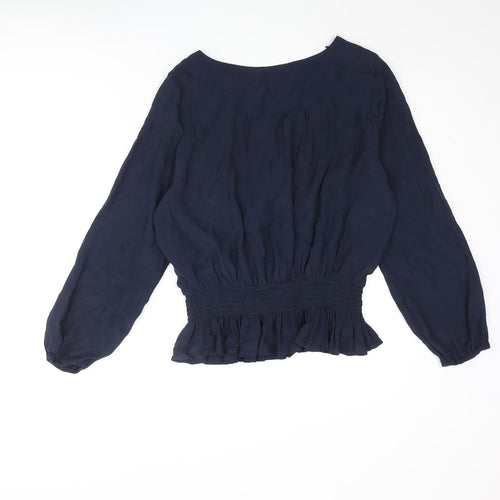 Marks and Spencer Womens Blue Viscose Basic Blouse Size 16 Round Neck - Peplum
