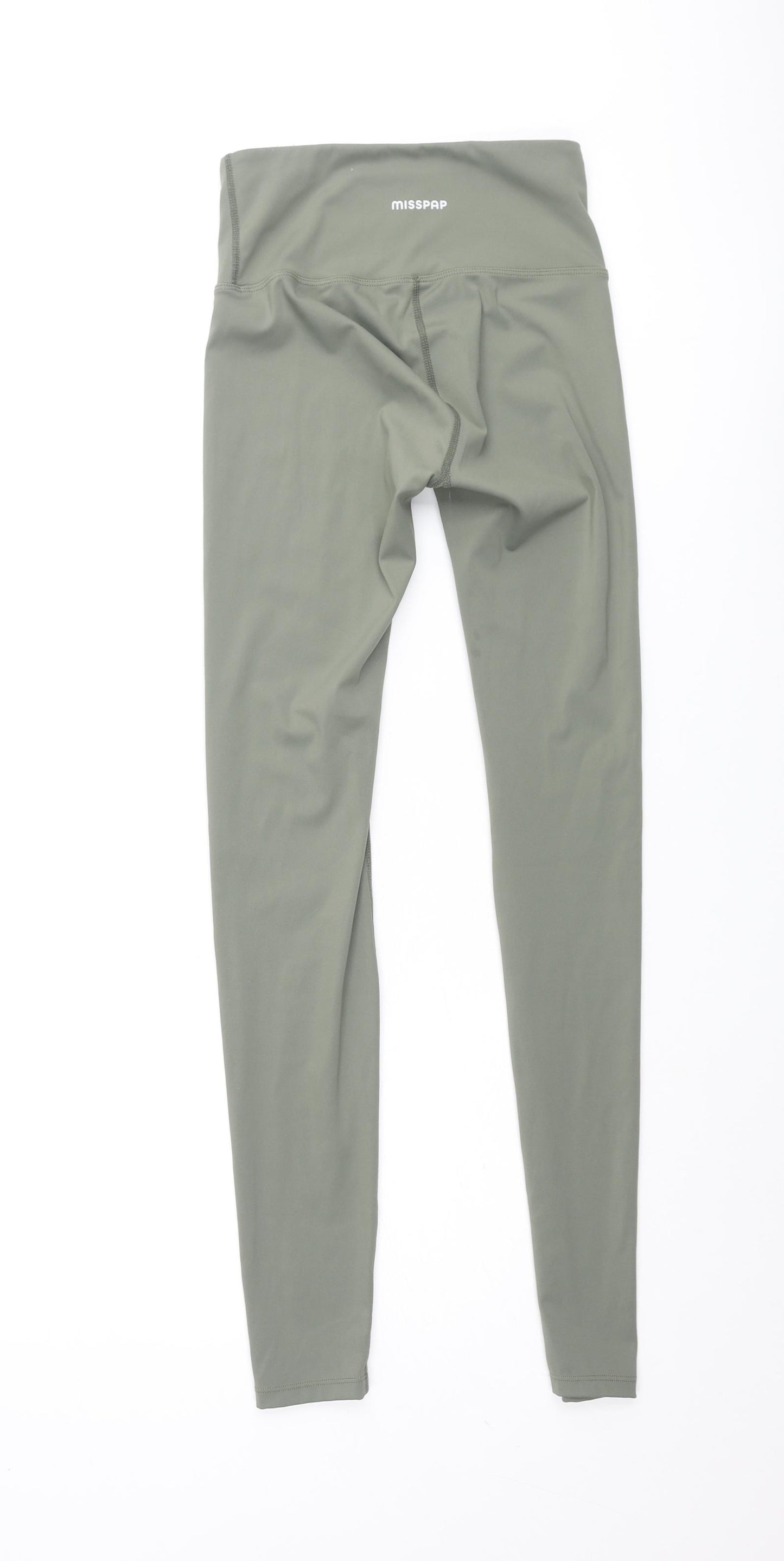 Misspap Womens Green Polyamide Cropped Leggings Size XS L27 in Regular Pullover - Logo