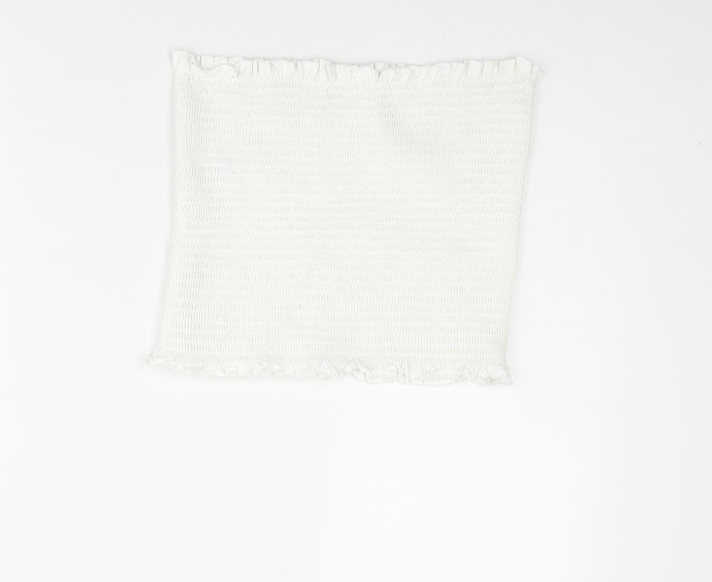 H&M Womens White Cotton Basic Tank Size M Square Neck - Rouched Bandeu