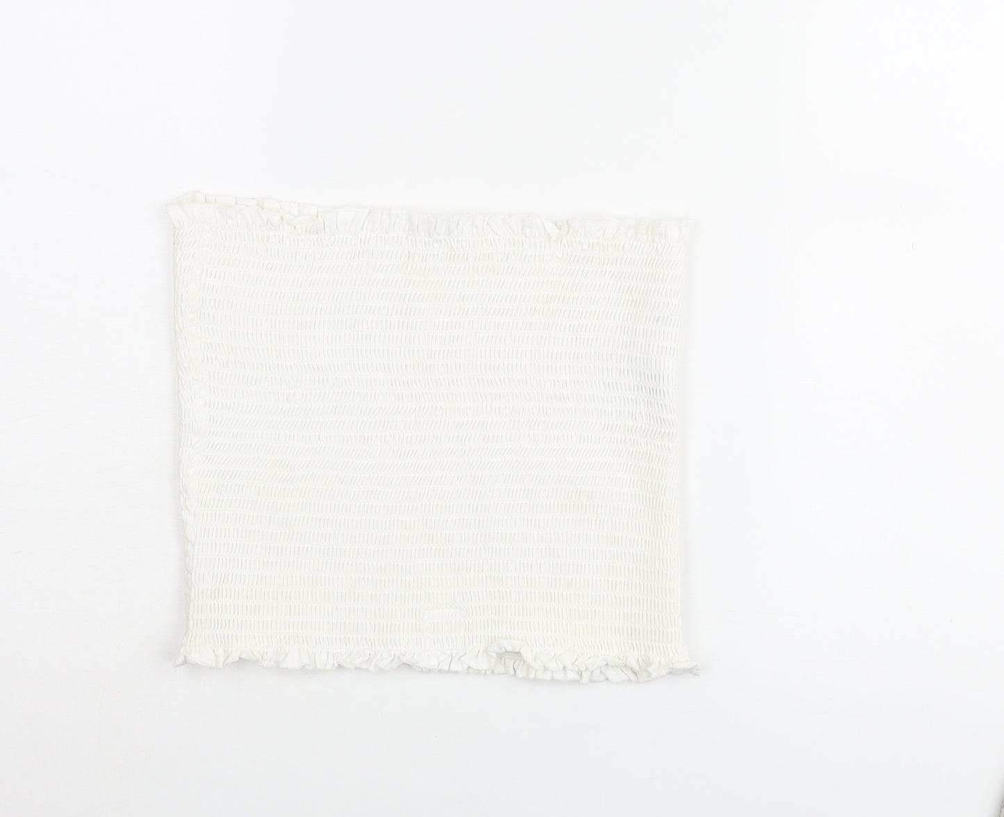 H&M Womens White Cotton Basic Tank Size M Square Neck - Rouched Bandeu